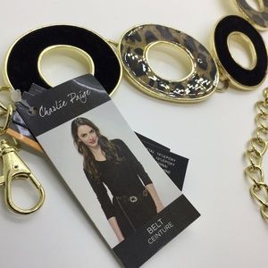 Retro Leopard & Black Velvet Chain Belt NEW